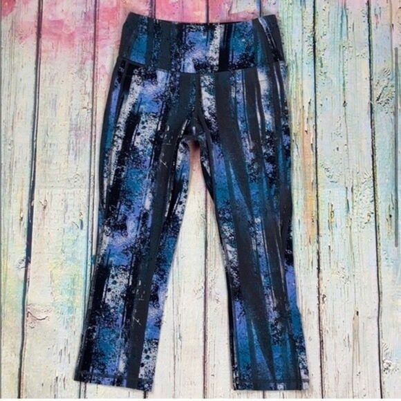 Lucy Blue Multi Woods Hatha Capri Leggings Small - Picture 3 of 7